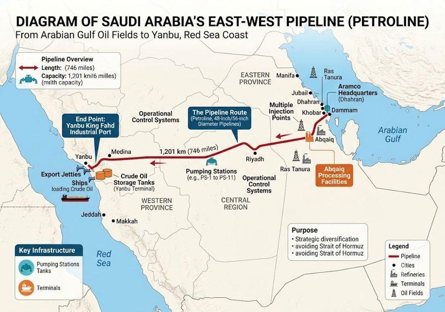 σχέδιο αγωγού East-West Pipeline (Petroline) στη Σαουδική Αραβία